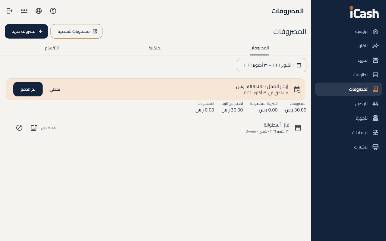 المصروفات